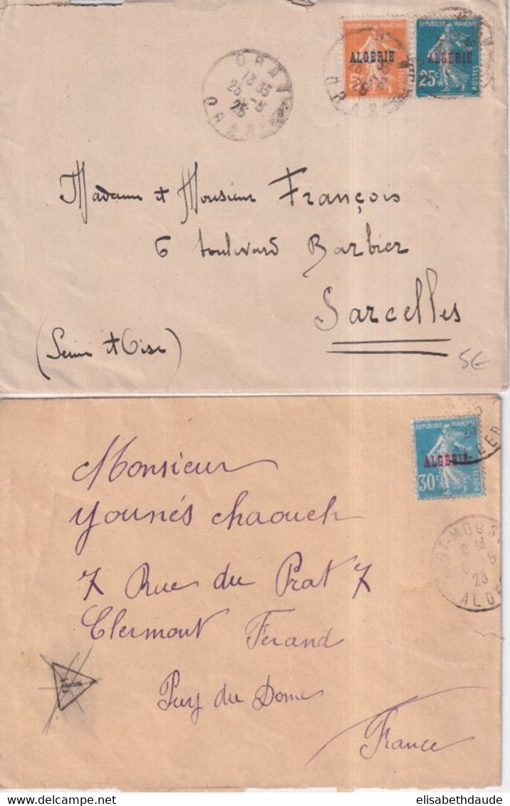 ALGERIE - SEMEUSE SURCHARGE SUR LETTRES ! 1924/1925 - 3 CARTES + 5 ENVELOPPES ! - Storia Postale