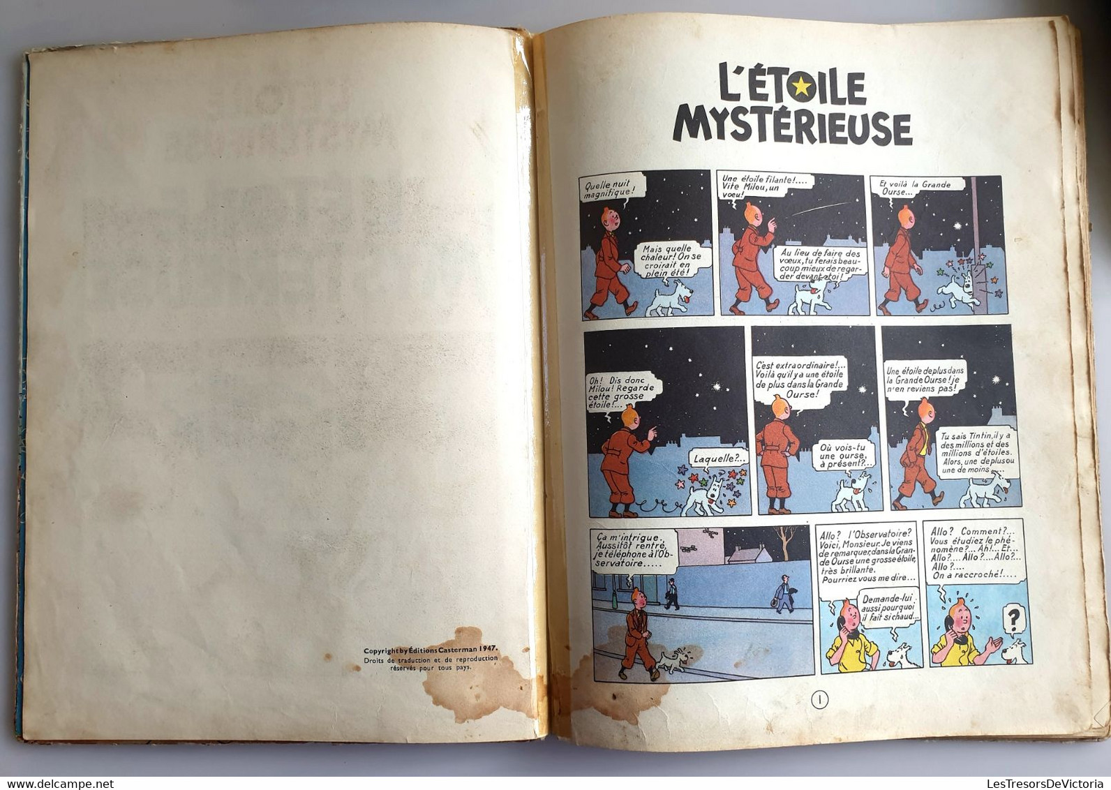 Hergé - Les Aventures De Tintin - L'étoile Mystérieuse -  B4 DR 1950 - Dos Rouge - Cote 180 Euros - Hergé