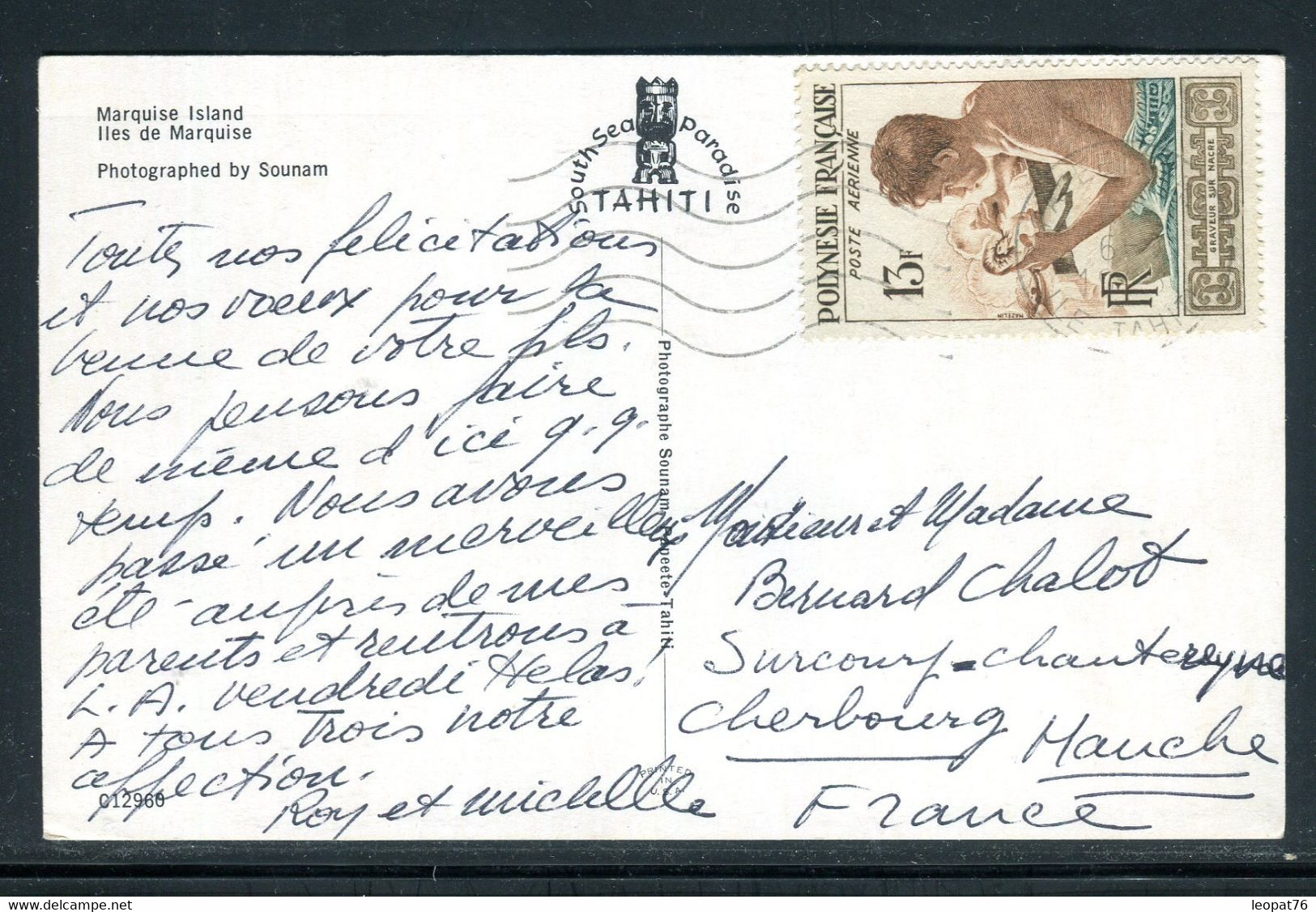 Polynésie - Affranchissement De Papeete Sur Carte Postale ( îles Marquises) Pour La France  - J 76 - Briefe U. Dokumente