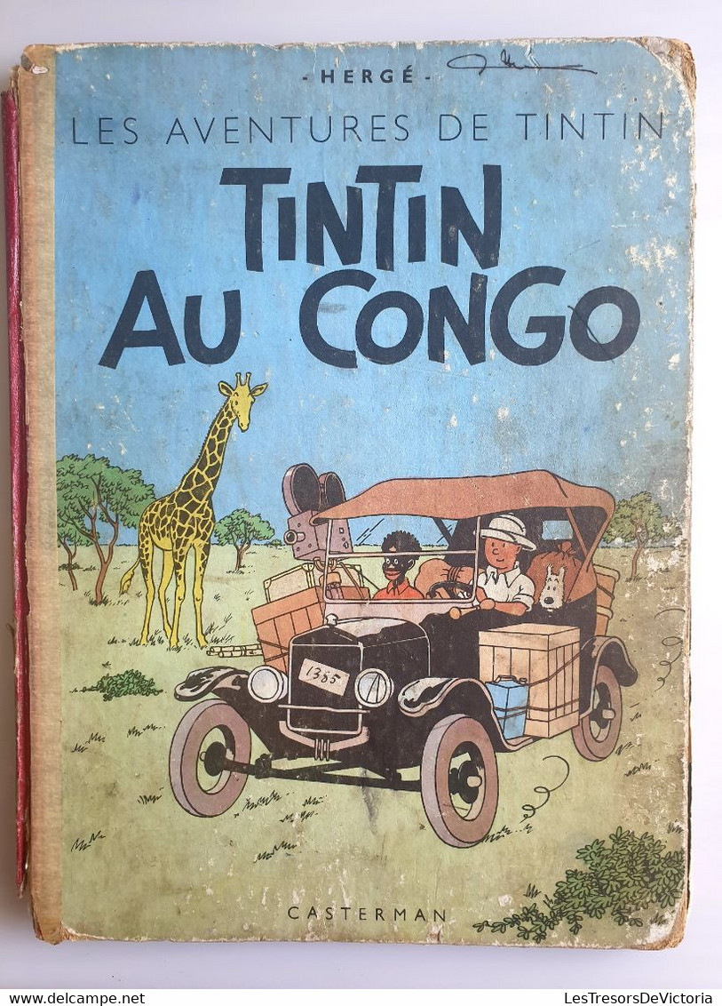 Hergé - Les Aventures De Tintin - Tintin Au Congo -  B3 DR 1949 - Dos Rouge - Cote 250 Euros - Hergé