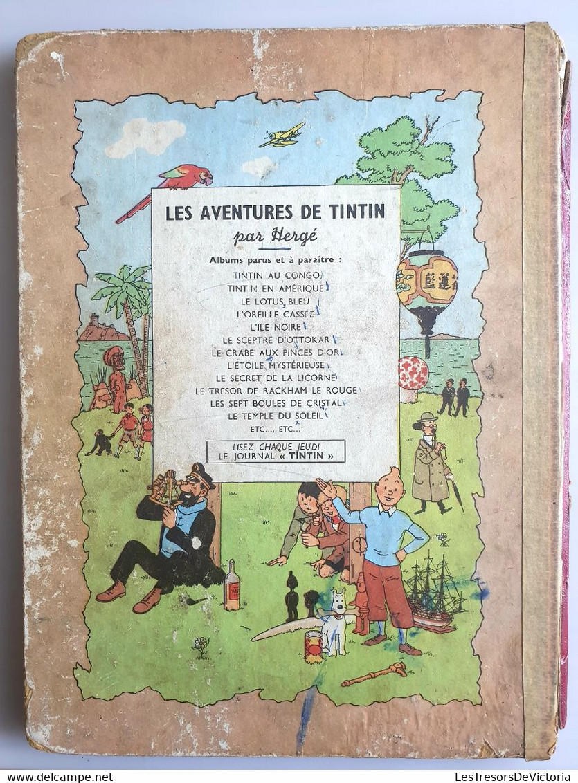 Hergé - Les Aventures De Tintin - Tintin Au Congo -  B3 DR 1949 - Dos Rouge - Cote 250 Euros - Hergé