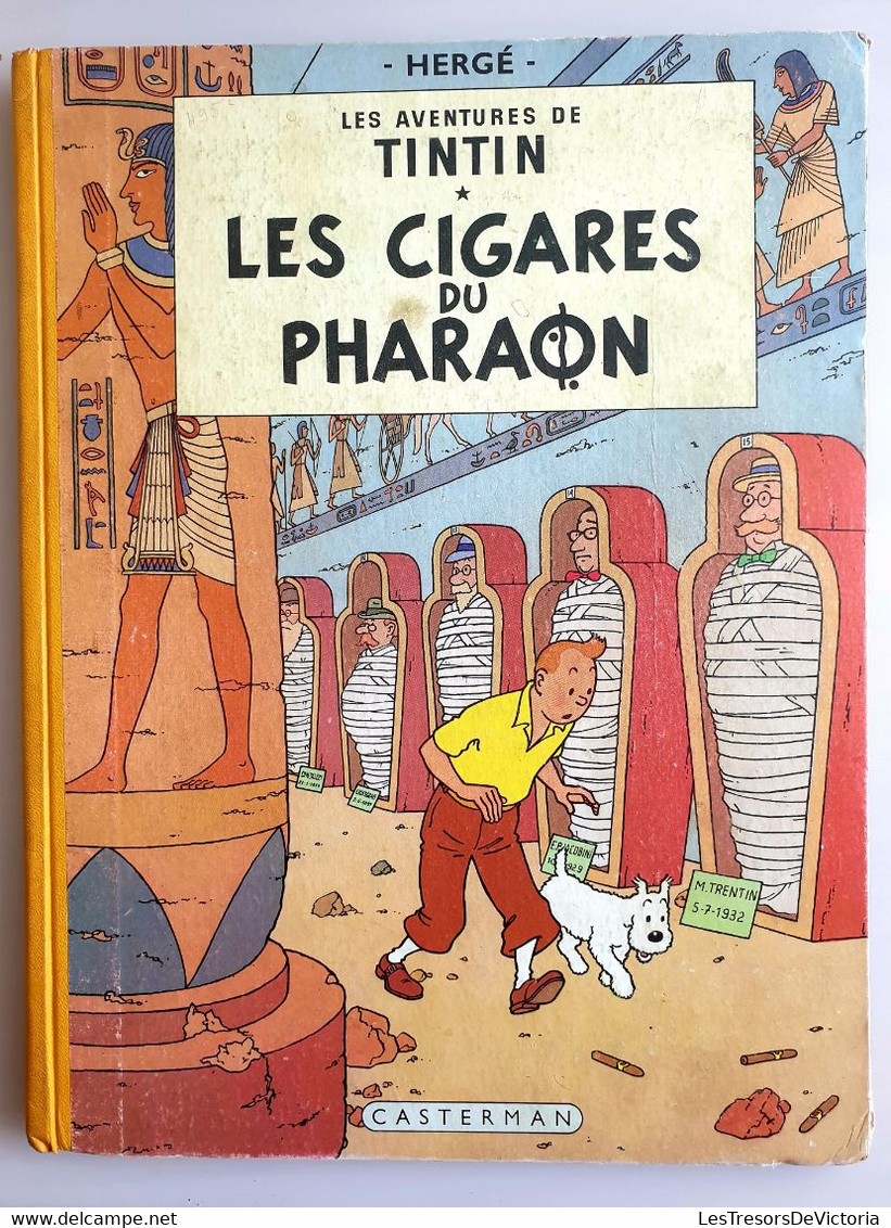 Hergé - Les Aventures De Tintin - Les Cigares Du Pharaon -  B14 DJ 1955 - Dos Jaune - Cote 120 Euros - Hergé