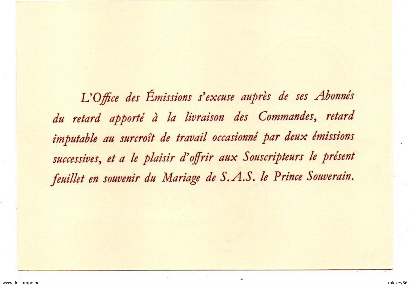 MONACO- 1956 - Lot De 2 Souvenirs Philatéliques Sur Carte ..cachet  MONACO  --19 Avril 1956 - Lettres & Documents