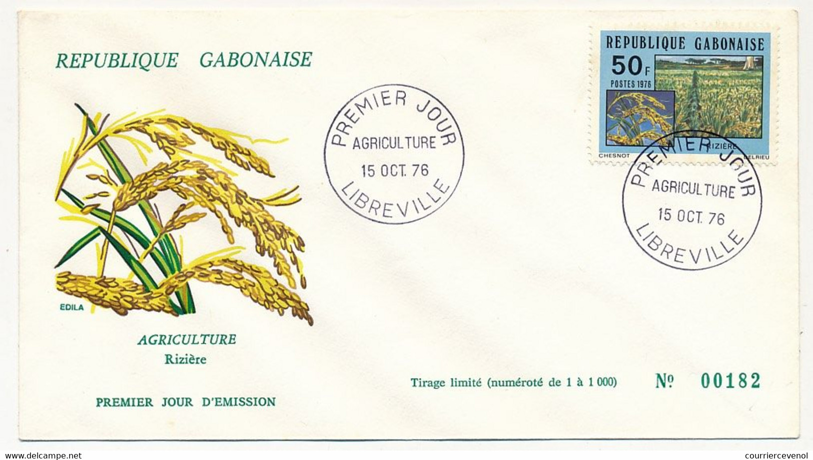 GABON => 2 Env FDC => 50F Et 60F Agriculture - 15 Octobre 1976 - Libreville - Gabon (1960-...)
