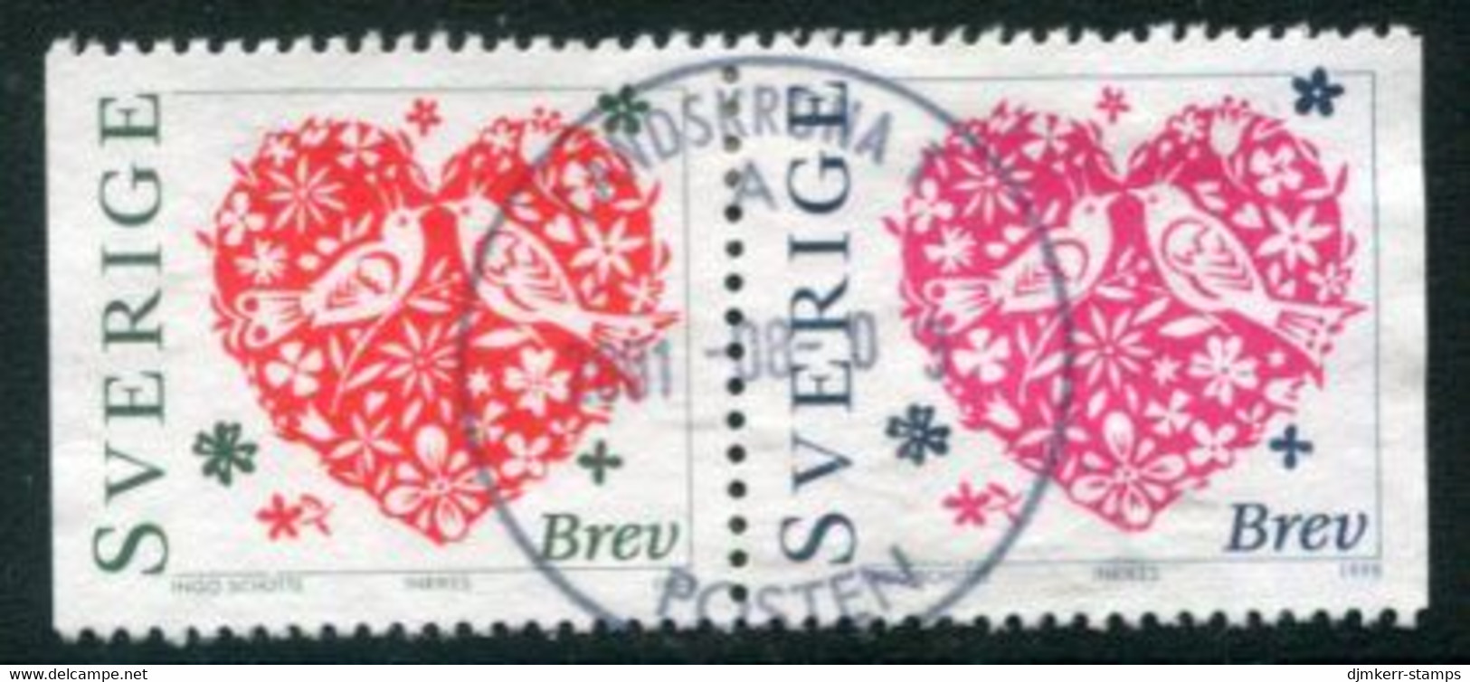 SWEDEN 1998 Valentines Day Used.   Michel 2034-35 - Used Stamps