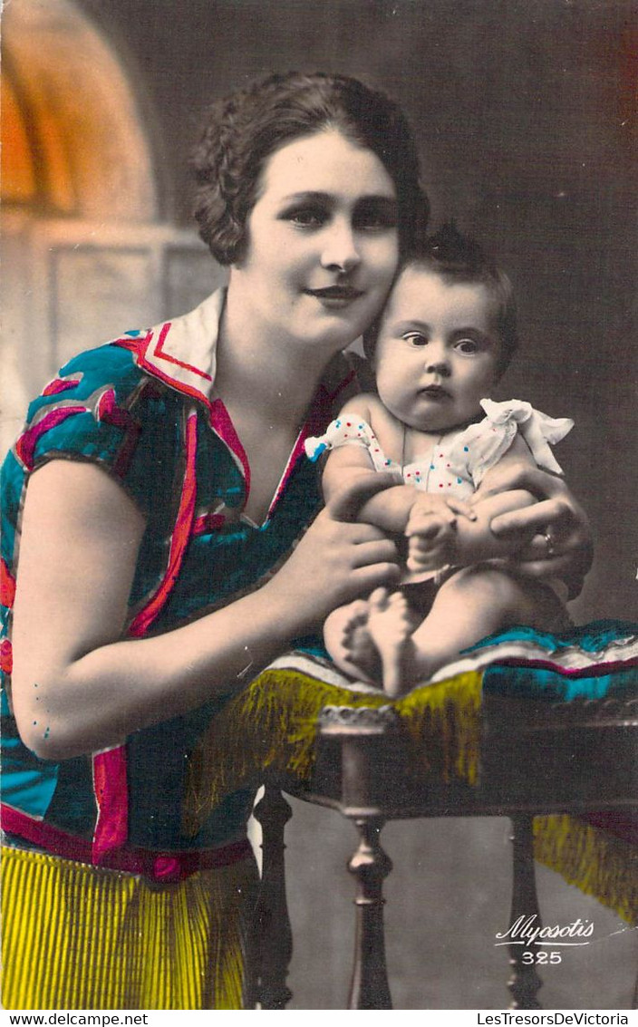 CPA Colorée Une Maman Et Son Bébé - Faire Part De Naissance Marie Louise Richoux En Mars 1934 - Babies