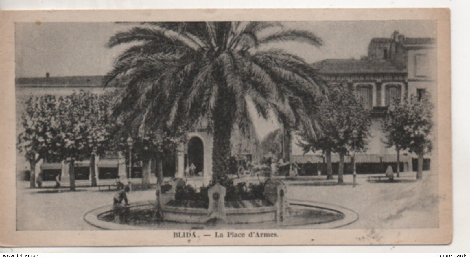 Cpa.Algérie.Blida.La Place D'Armes.mini Carte 14 X 7,2 Cm - Blida