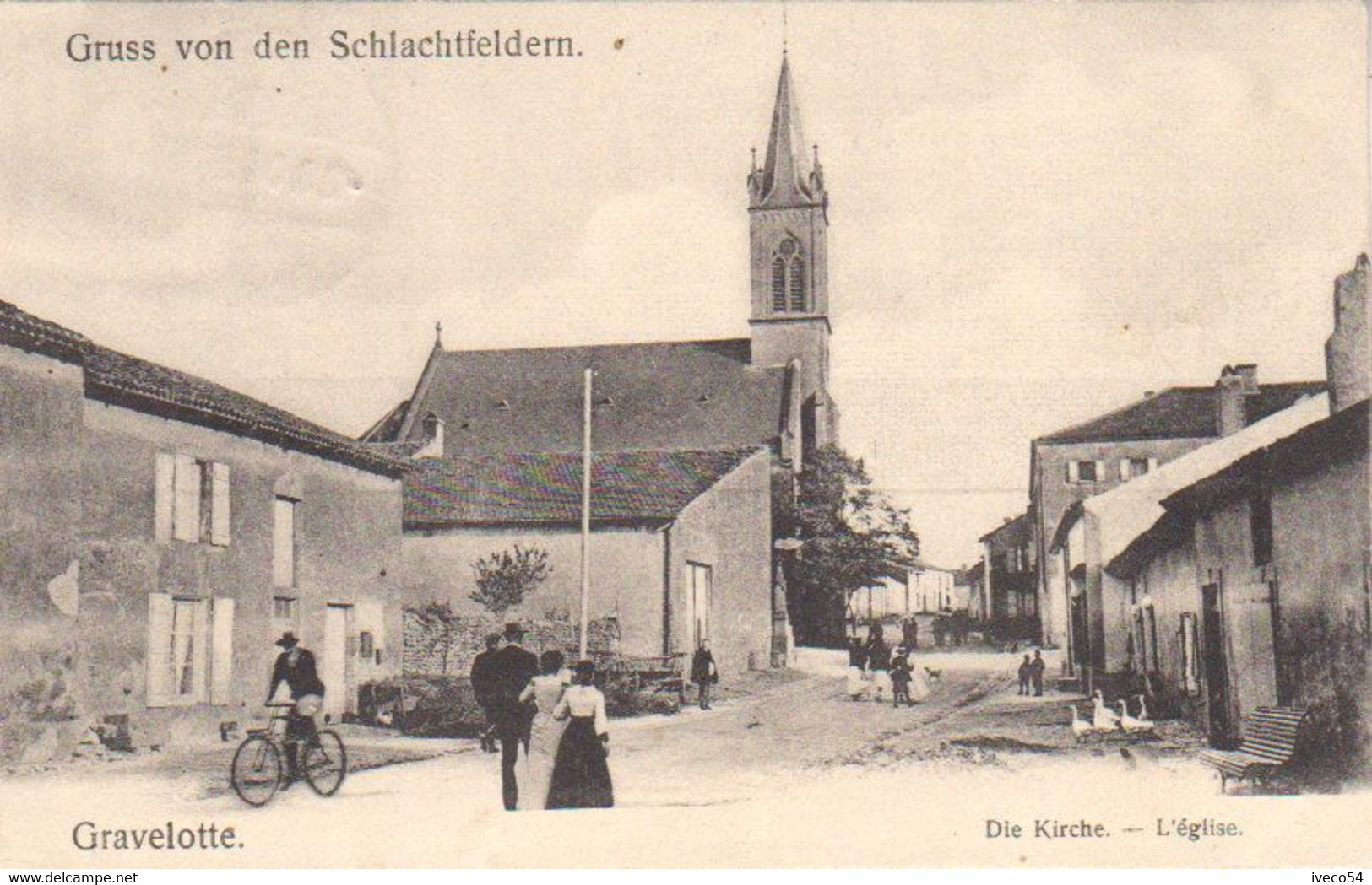1905   Gravelotte    Centre Village Bien Animé  " Gruss Von Den Schlachtfeldern " - Metz Campagne