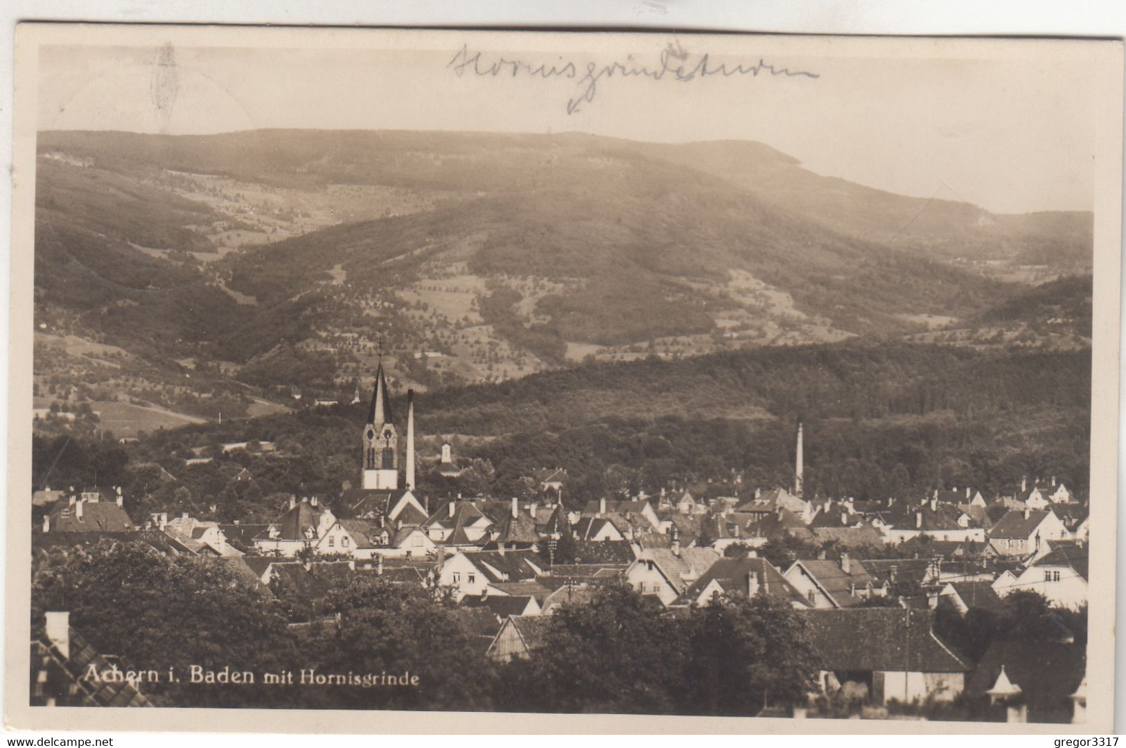 B3079) ACHERN I. Baden Mit HORNIGSRINDE - Kirche Häuser ALT ! 1934 !! - Achern