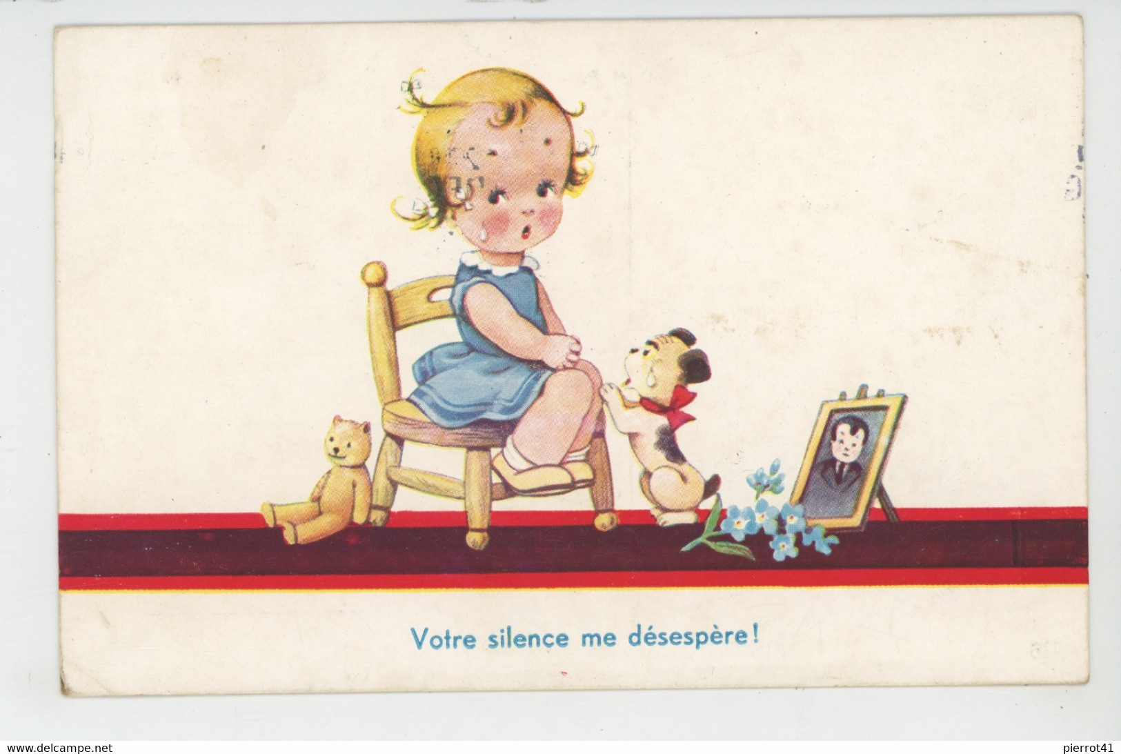 Illustrateur ENFANTS - JOHN WILLS Non Signée - Jolie Carte Fantaisie Fillette Avec Chien Et Ours En Peluche - Wills, John