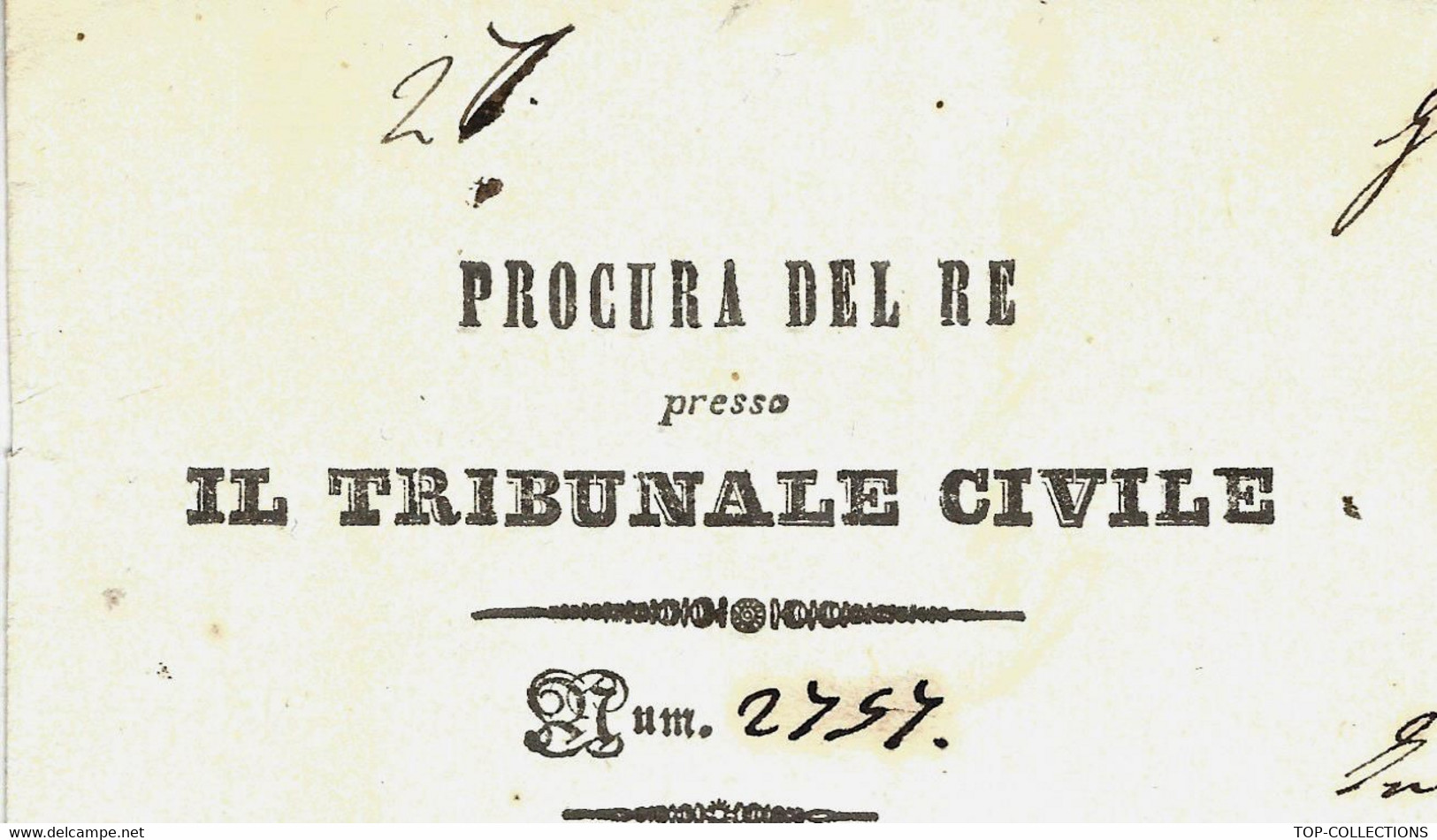 1844  LETTRE OFFICIELLE  ENTETE PROCURA DEL TRIBUNAL VALLE DI GIRGENTIL SICILE  CACHET  « GIRGENTI » AGRIMENTE SICILE - 1. ...-1850 Prephilately