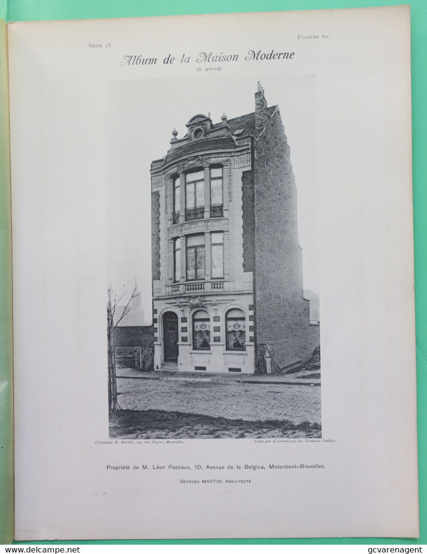 MOLENBEEK !!! ARCHITEKTUUR 33 X 25 CM - MAISON MODERNE - ARCHT. GEORGES MARTIN - AV.DE LA BELGICA - 3 SCANS - Molenbeek-St-Jean - St-Jans-Molenbeek