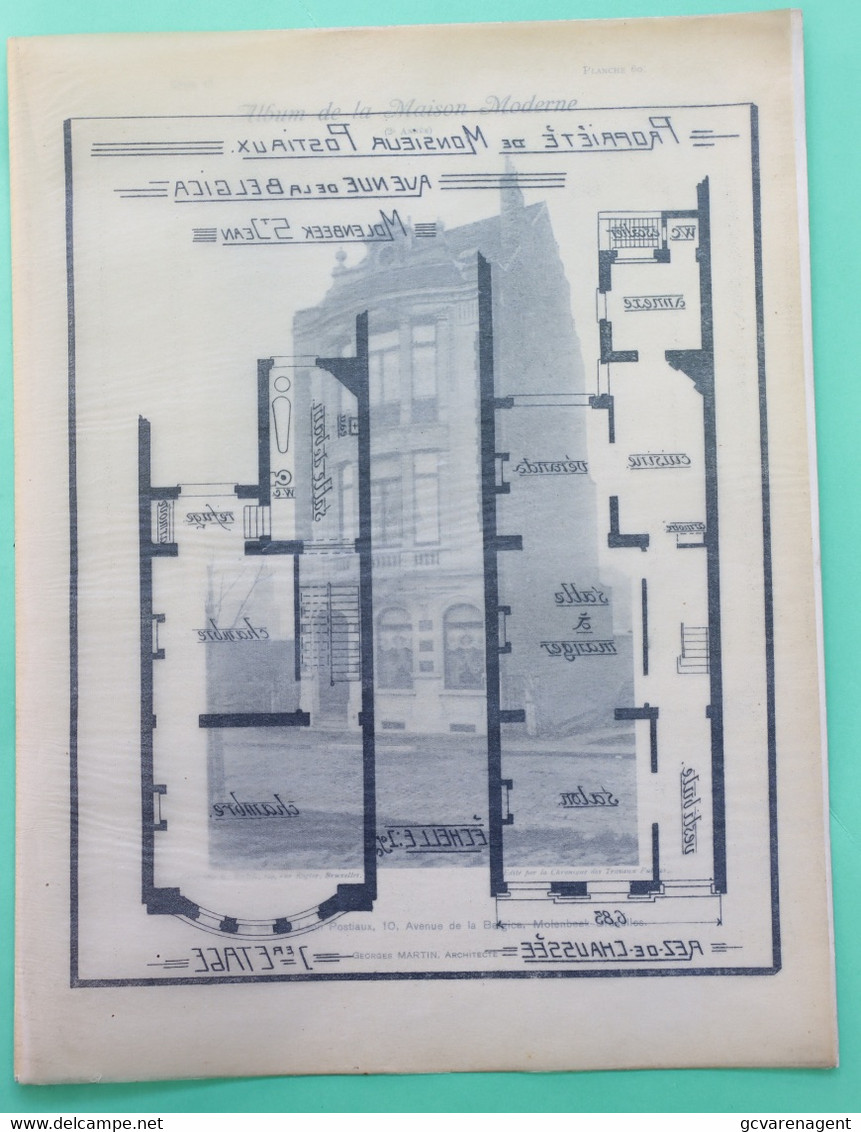 MOLENBEEK !!! ARCHITEKTUUR 33 X 25 CM - MAISON MODERNE - ARCHT. GEORGES MARTIN - AV.DE LA BELGICA - 3 SCANS - Molenbeek-St-Jean - St-Jans-Molenbeek