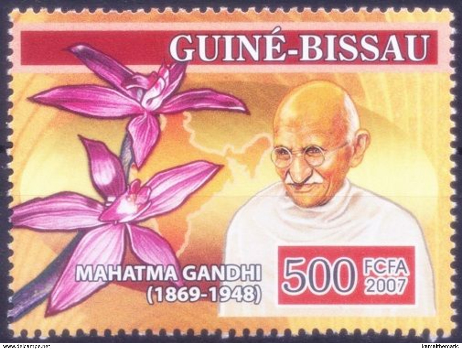 Guinea Bissau 2007 MNH, Mahatma Gandhi, Orchids, Flowers - Mère Teresa