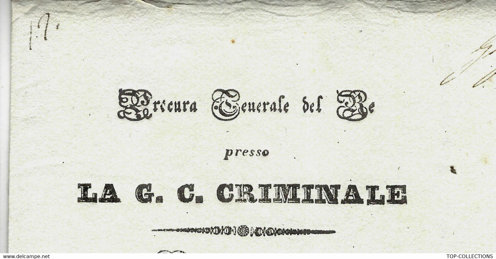 1844  LETTRE OFFICIELLE  ENTETE PROCURA DEL RE TRIBUNAL CRIMINAL VALLE DI GIRGENTIL CACHET   GIRGENTI  AGRIMENTE SICILE - ...-1850 Préphilatélie