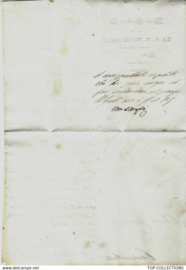 1844  LETTRE OFFICIELLE  ENTETE PROCURA DEL RE TRIBUNAL CRIMINAL VALLE DI GIRGENTIL CACHET   GIRGENTI  AGRIMENTE SICILE - 1. ...-1850 Prefilatelia