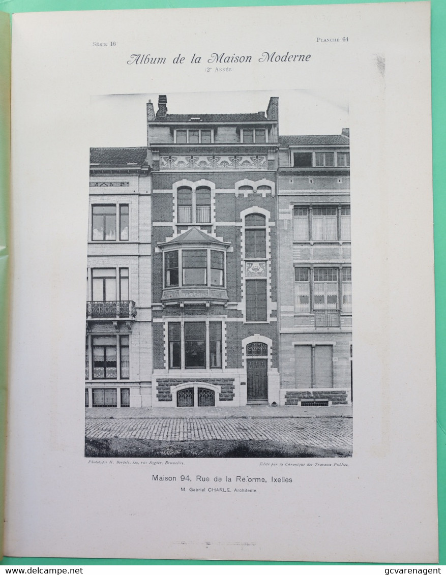 IXELLES  !!! ARCHITEKTUUR 33 X 25 CM - MAISON MODERNE - MAISON RUE DE LA REFORME 94  ARCHT. G.CHARLE   - 3 SCANS - Elsene - Ixelles