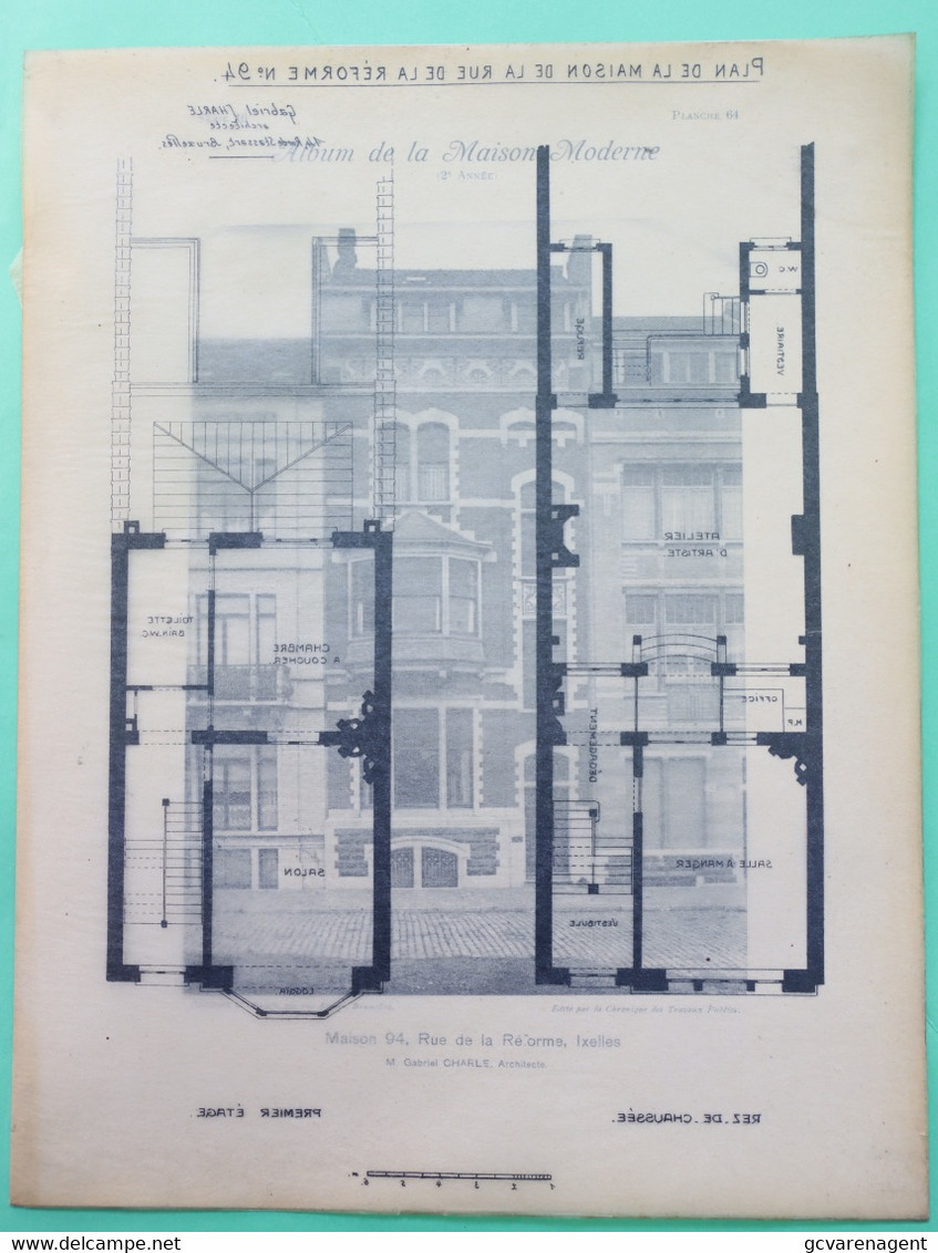 IXELLES  !!! ARCHITEKTUUR 33 X 25 CM - MAISON MODERNE - MAISON RUE DE LA REFORME 94  ARCHT. G.CHARLE   - 3 SCANS - Elsene - Ixelles