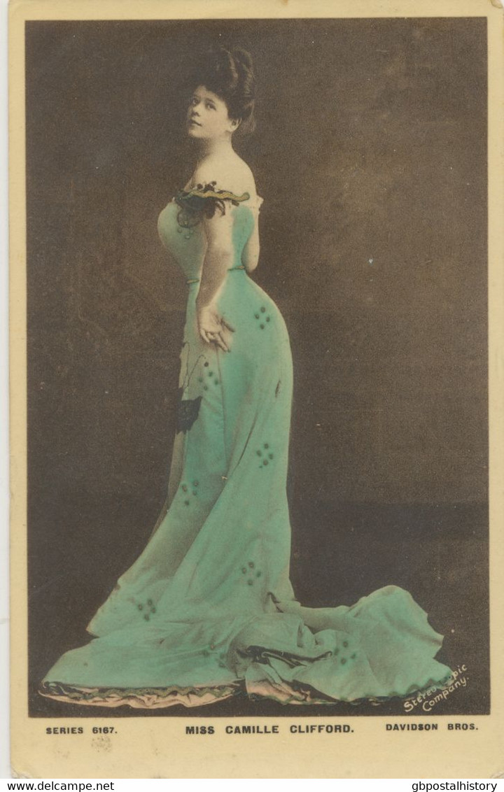 GB „GLASGOW No.1“ Columbia Machine Postmark On Very Fine RP Coloured Postcard (Miss Camille Clifford) To BLACKFORD, 1906 - Storia Postale