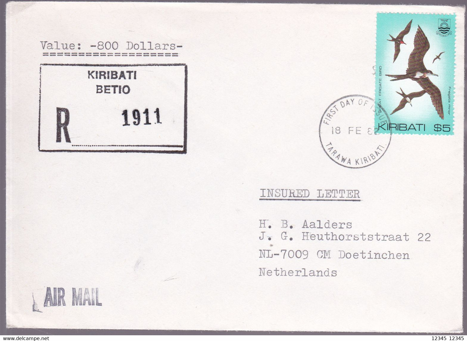 Kiribati 1982, Registered Letter To Netherland - Kiribati (1979-...)