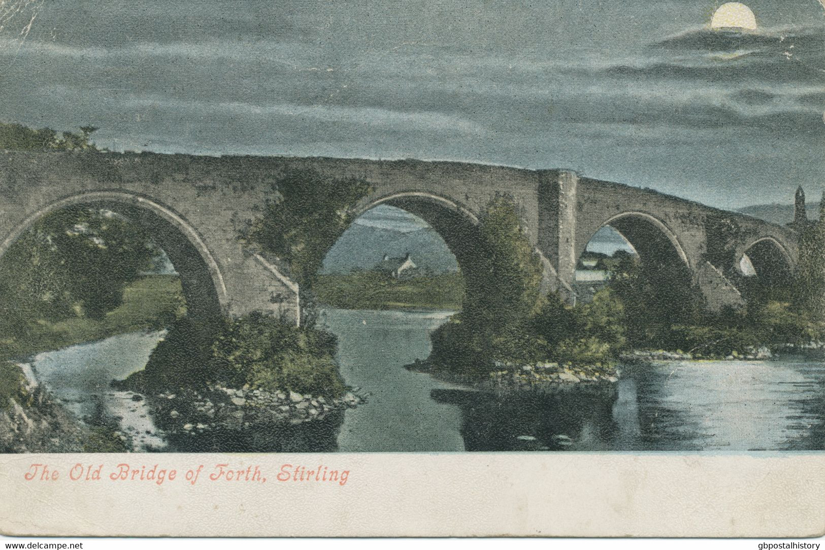 GB „GLASGOW No.1“ Columbia Machine Postmark On Very Fine Coloured Postcard (Moonshine Postcard: The Old Bridge Of Forth, - Schotland