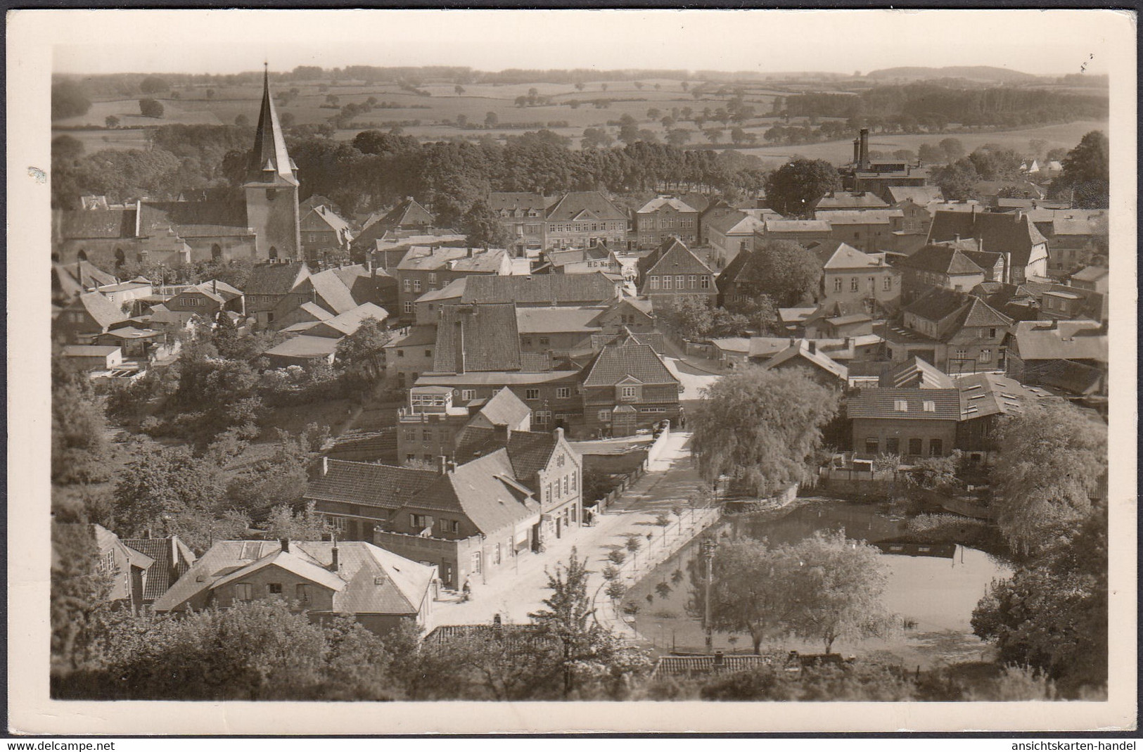 Lütjenburg, Stadtansicht, Kirche, Straße, Gelaufen 1956 - Luetjenburg