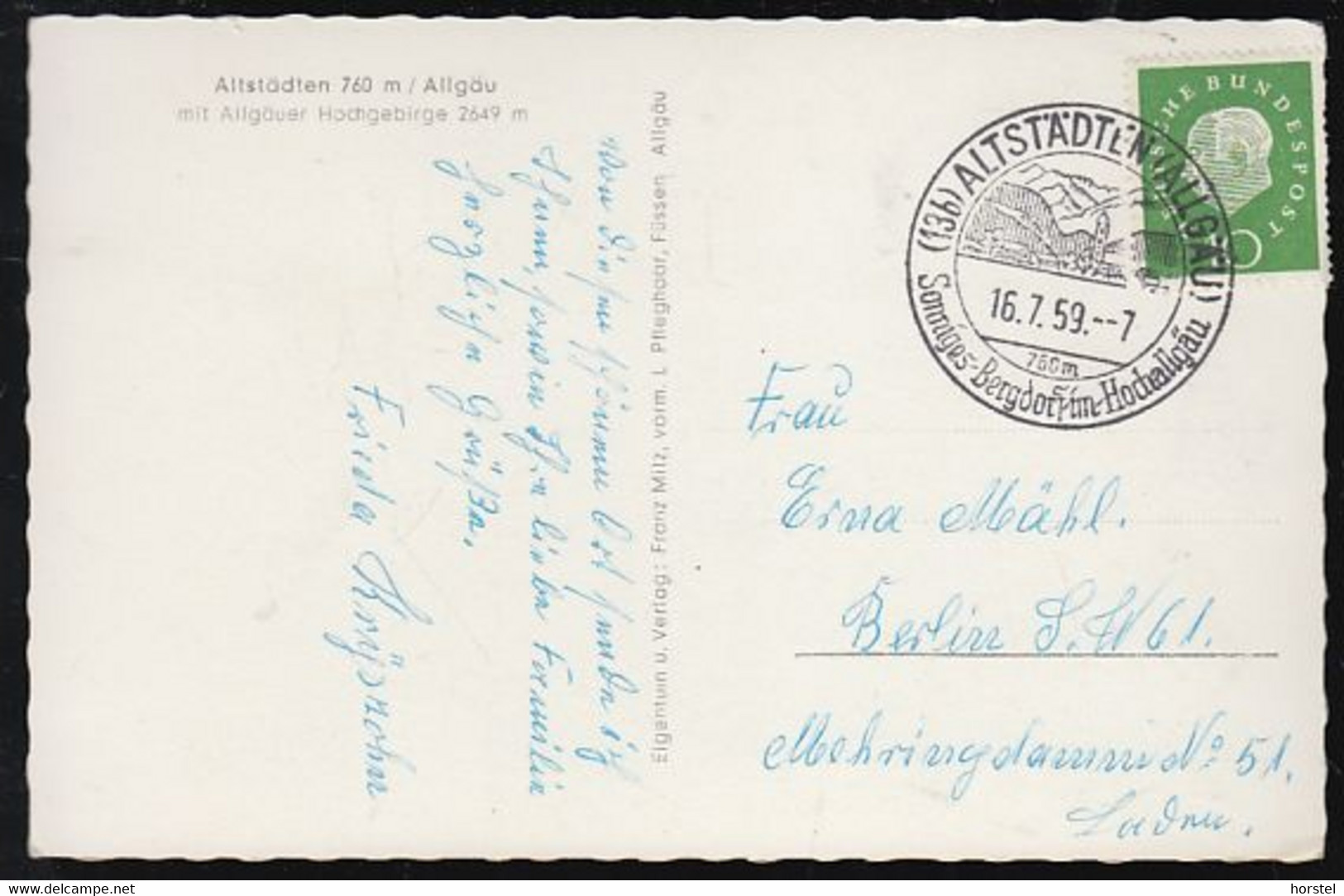 D-87527 Sonthofen - Altstädten - Ortsansicht - 50er Jahre Stamp - Sonthofen