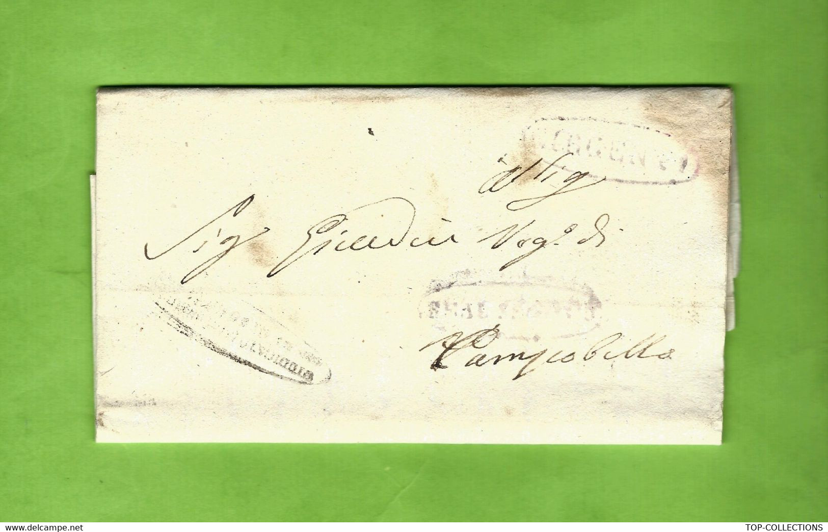 1843 LETTRE OFFICIELLE  ENTETE  TRIBUNAL DE  GIRGENTI  (AGRIGENTE) Sicile pour Campobello  SICILE