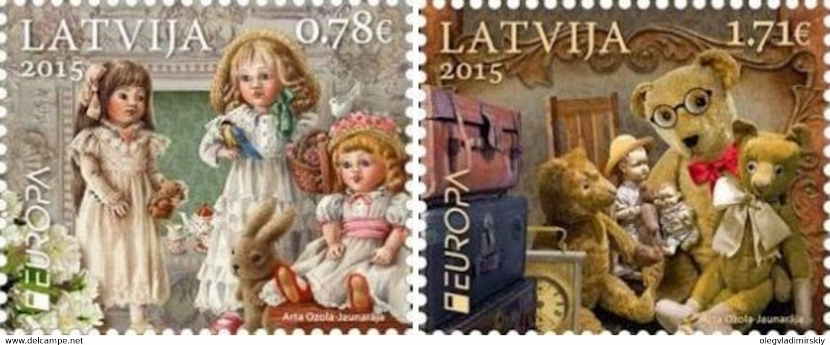 Latvia 2015 Europa CEPT Old Toys Set Of 2 Stamps Mint - Poppen