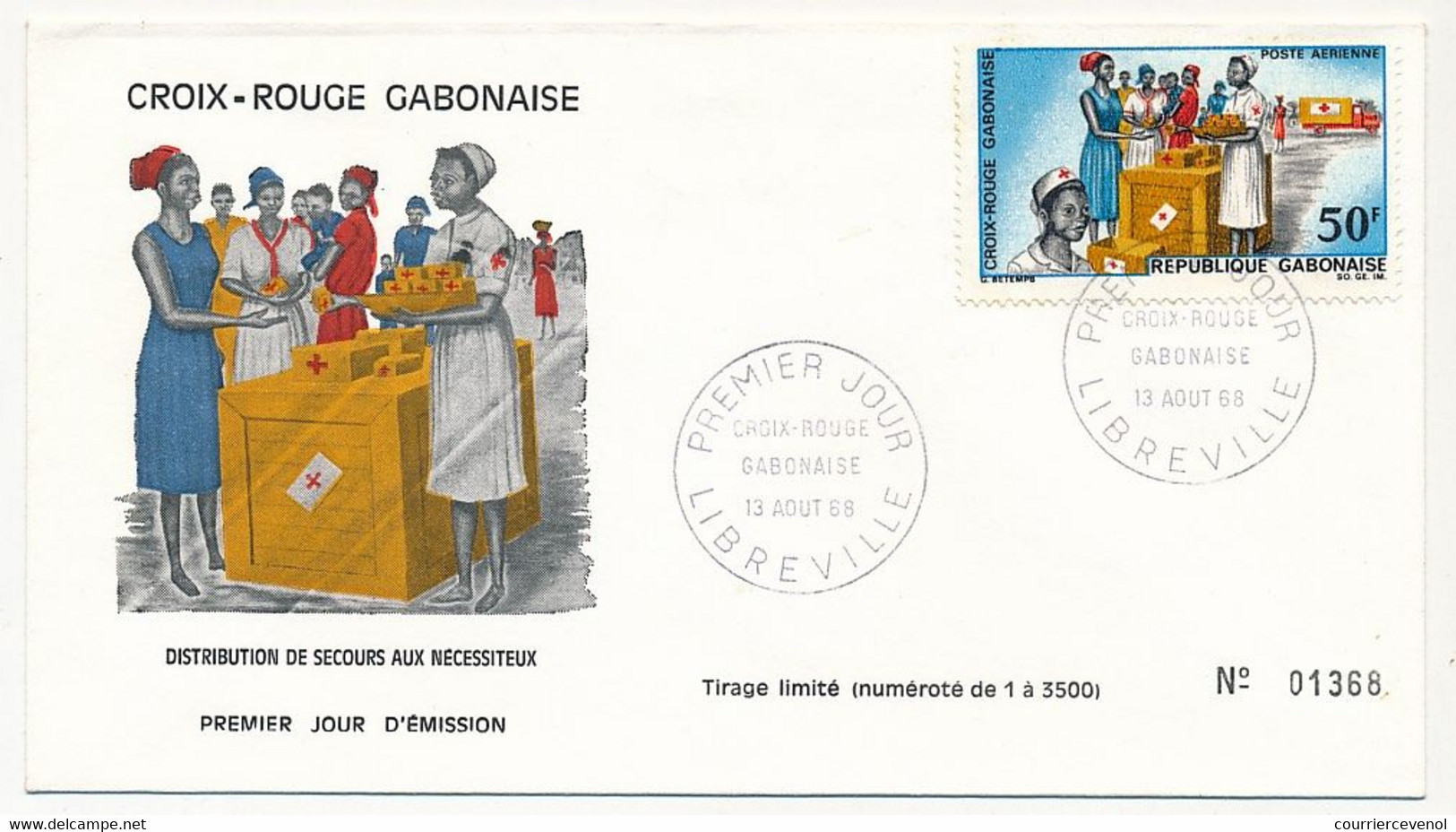 GABON => 2 Env FDC => 50F Et 100F Croix Rouge Gabonaise - 13 Aout 1968 - Libreville - Gabun (1960-...)