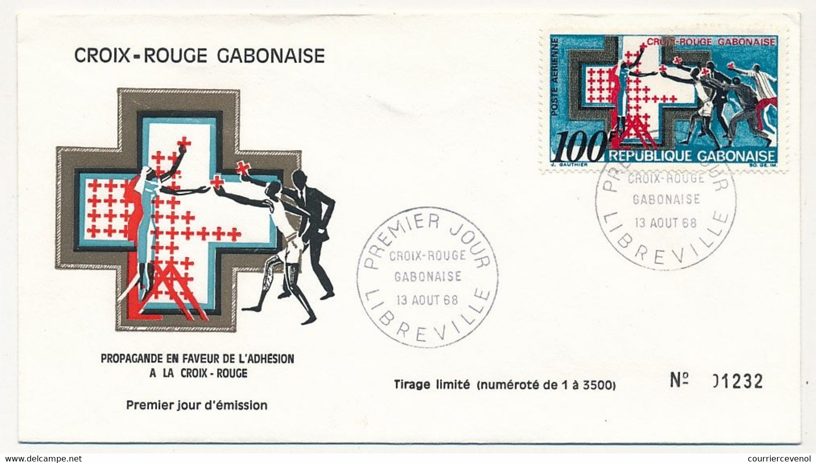 GABON => 2 Env FDC => 50F Et 100F Croix Rouge Gabonaise - 13 Aout 1968 - Libreville - Gabon (1960-...)