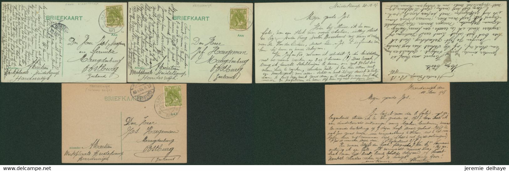 Guerre 14-18 - Lot De 6 Briefkaart (Hardewijk) > Intermédiaire (M. Haegeman) à Oostburg / Internés. - Prisonniers