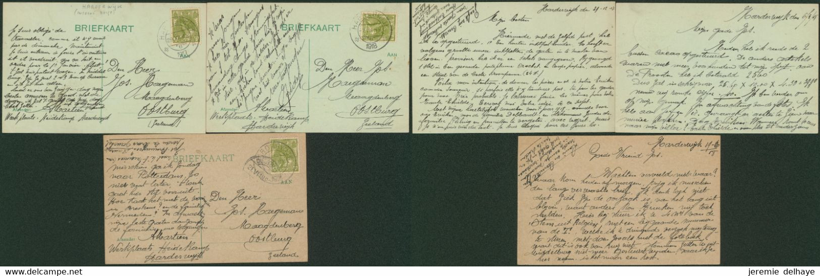 Guerre 14-18 - Lot De 6 Briefkaart (Hardewijk) > Intermédiaire (M. Haegeman) à Oostburg / Internés. - Prisonniers