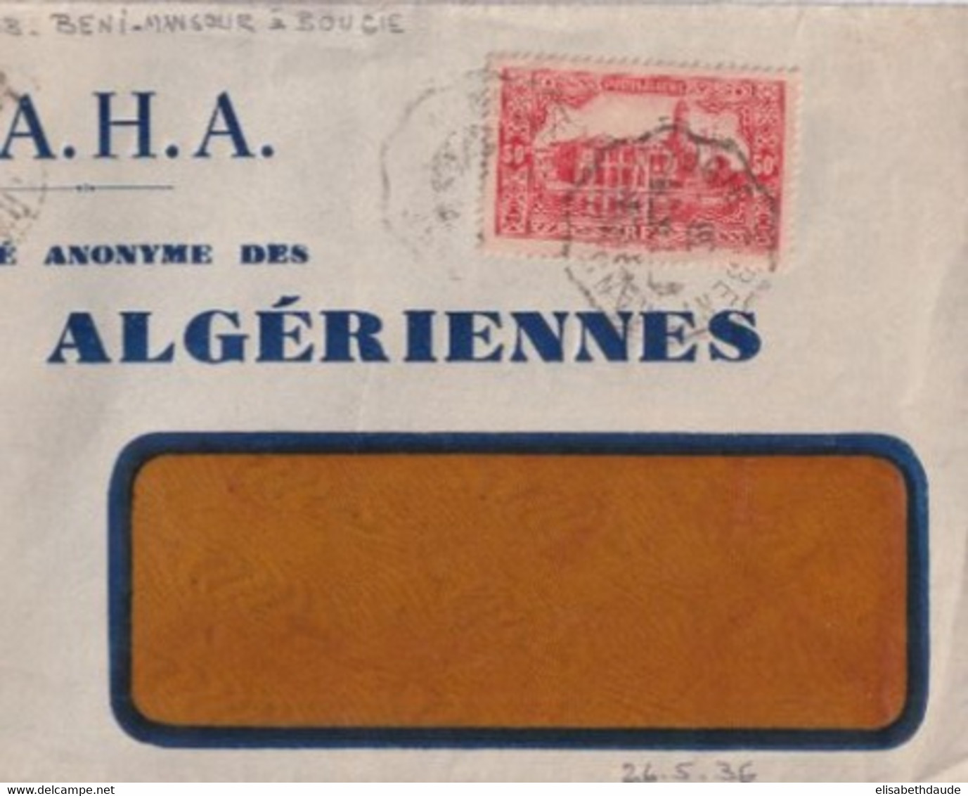 ALGERIE - 1936 - CONVOYEUR BENI-MANSOUR à BOUGIE - ENVELOPPE De EL KSEUR - Briefe U. Dokumente