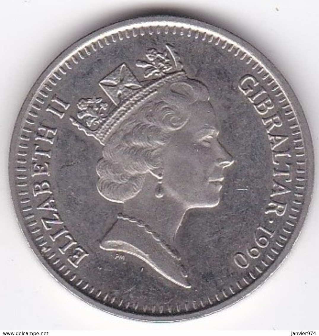 Gibraltar 10 Pence 1990, Elizabeth II, En Cupronickel , KM# 23.1 - Gibilterra