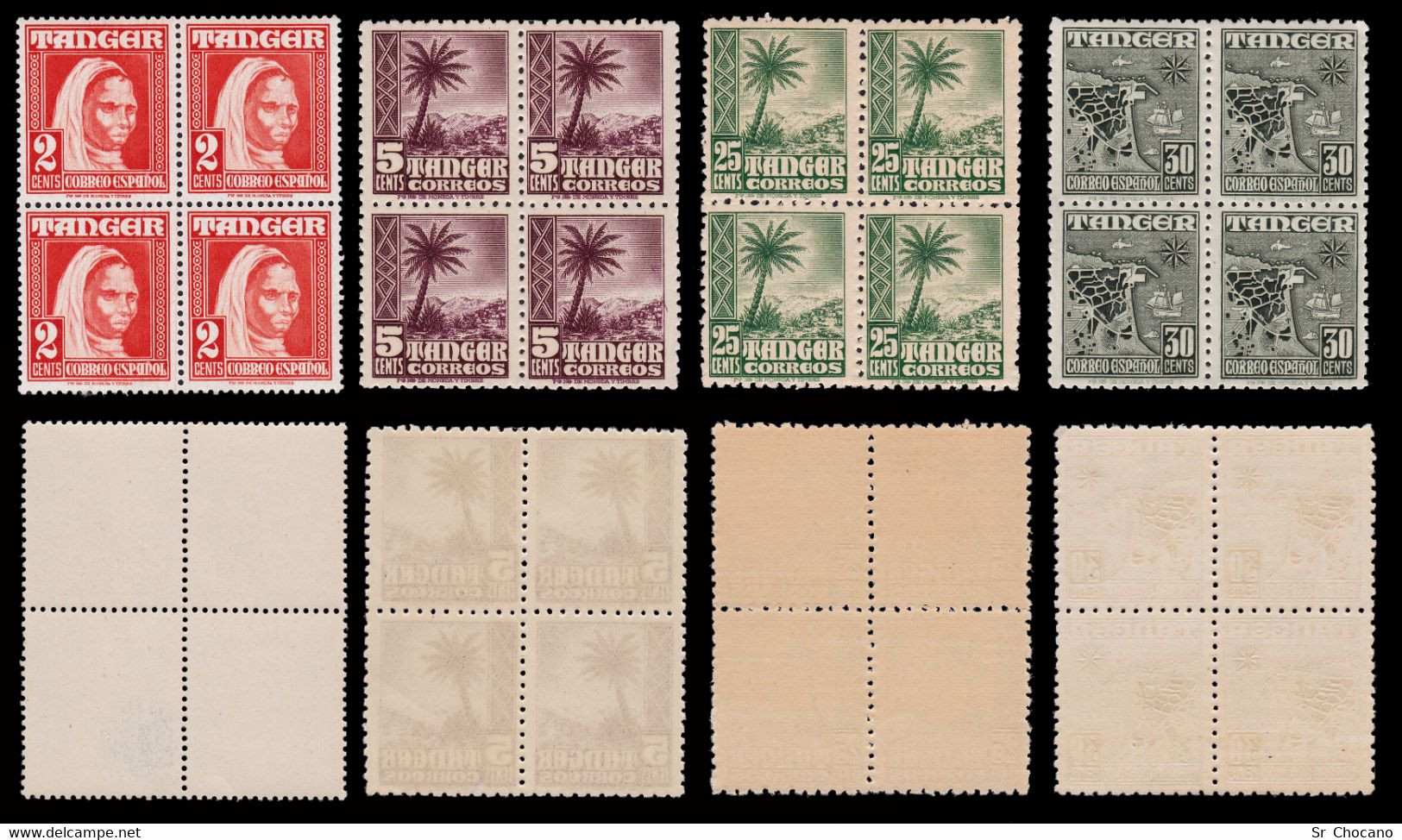 TANGER.1948-51.Indígena-paisajes.12 Valores Blq 4.MNH.Edifil.152/153-156/165 - Marruecos Español