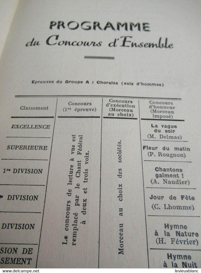 Fédération Sportive De France/Concours De Musique & Grand Prix Fédéral /Réglement Des Concours/1951        PROG313 - Programma's