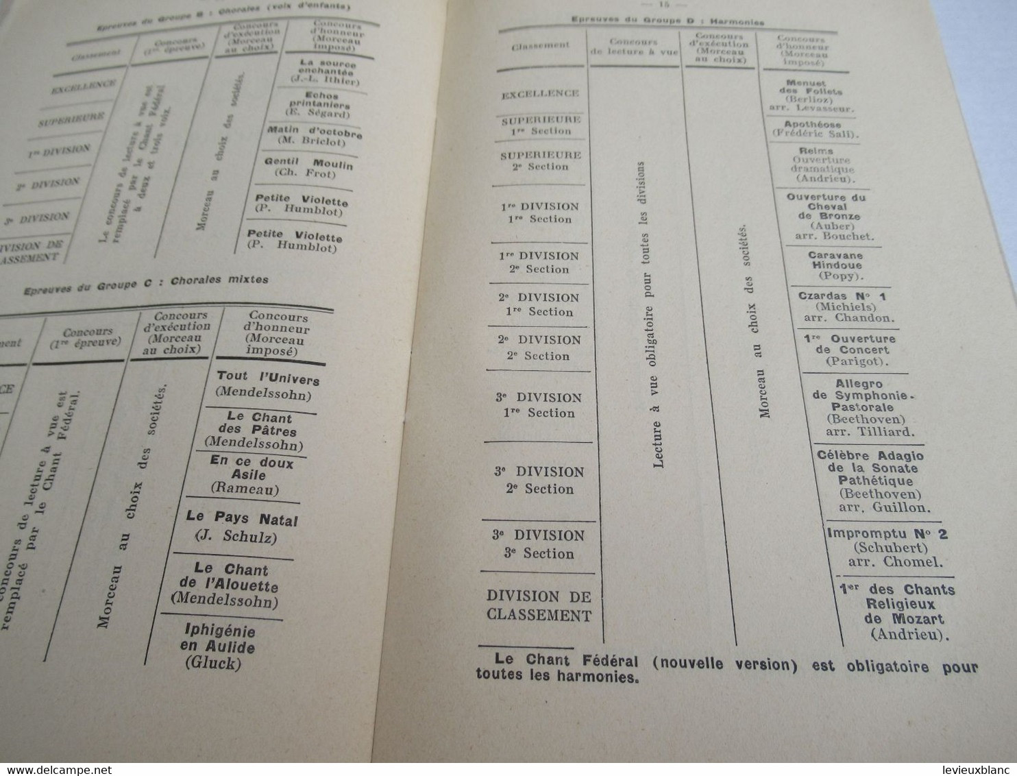 Fédération Sportive De France/Concours De Musique & Grand Prix Fédéral /Réglement Des Concours/1951        PROG313 - Programma's