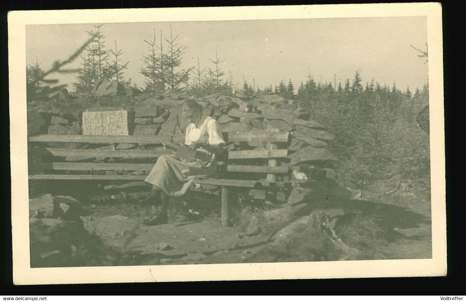 Private Orig. AK 1926, Dame Auf Der Bank Wildemann Im Harz, Rhodes Rhodef ? Blick 1926 - Wildemann