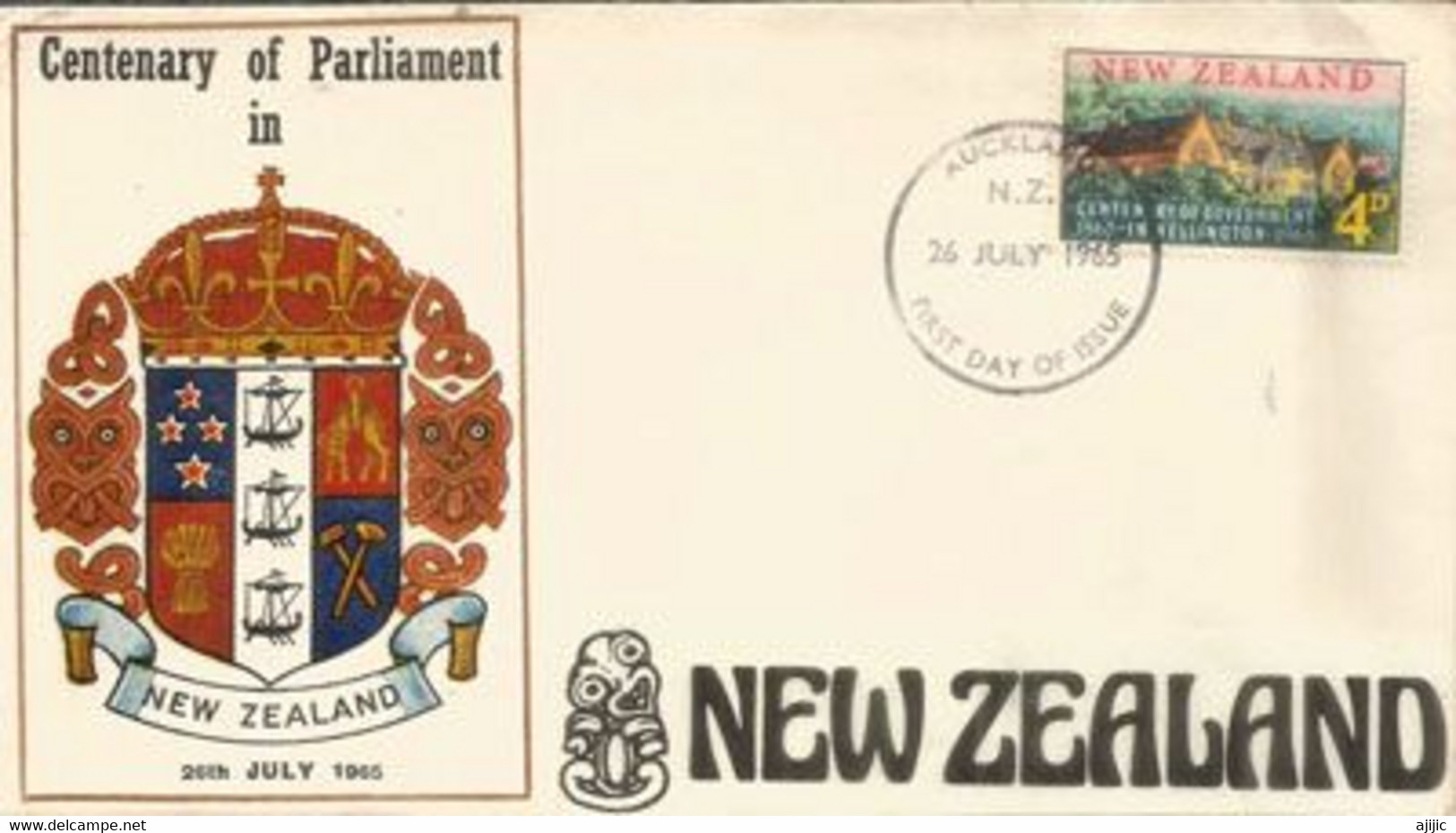 NEW-ZEALAND. Centenaire Du Gouvernement Néo-Zélandais  1865-1965. Lettre   FDC Auckland - Brieven En Documenten