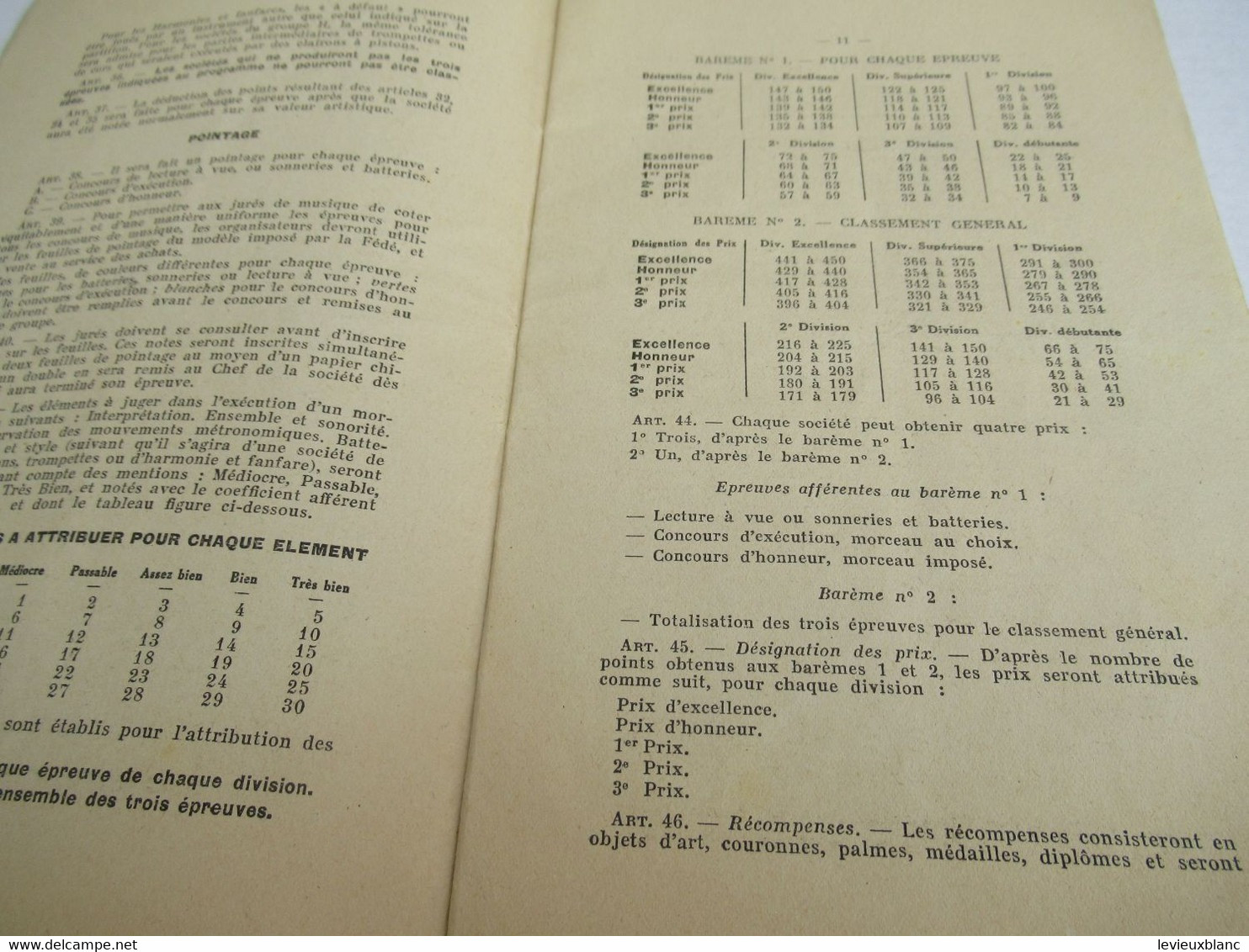 Fédération Sportive De France/Concours De Musique & Grand Prix Fédéral /Réglement Des Concours/1949      PROG314 - Programma's