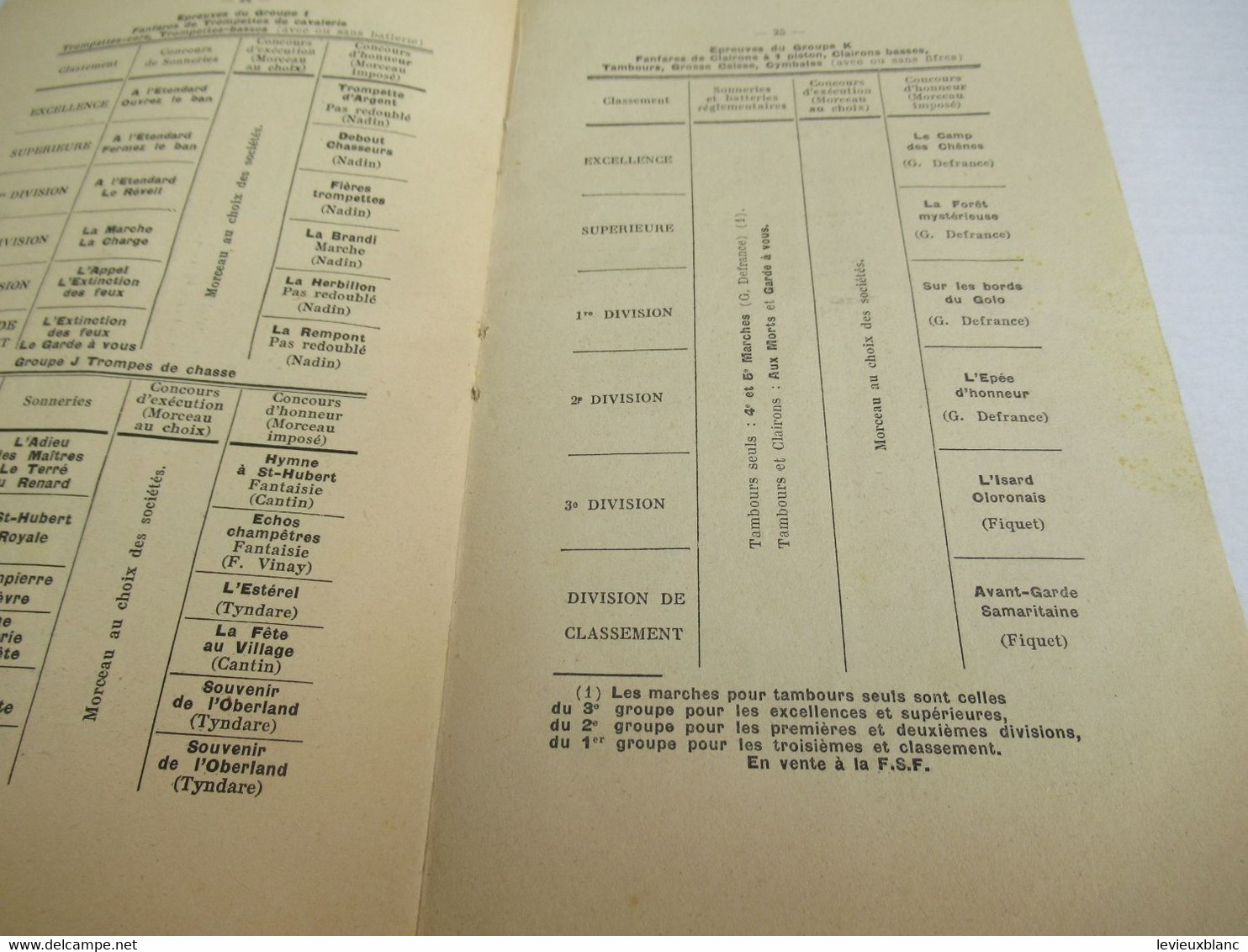 Fédération Sportive de France/Concours de Musique & Grand Prix Fédéral /Réglement des Concours/1949      PROG314