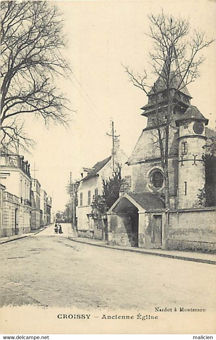 - Yvelines - Ref-B868- Croissy Sur Seine - Ancienne Eglise Et Rue - - Croissy-sur-Seine