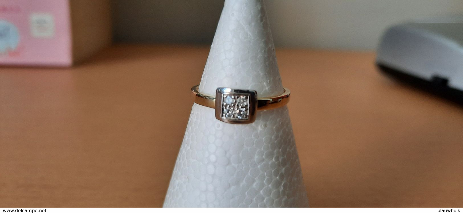 18K Tweekleurige Gouden Ring Met Diamant - Ringe