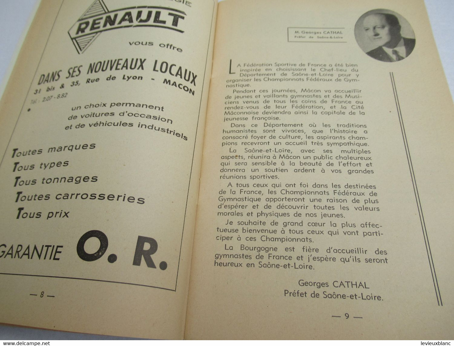 Fédération Sportive de France/Championnats  Fédéraux de Gymnastique/Grands Prix de Musique/MACON/1960      PROG315