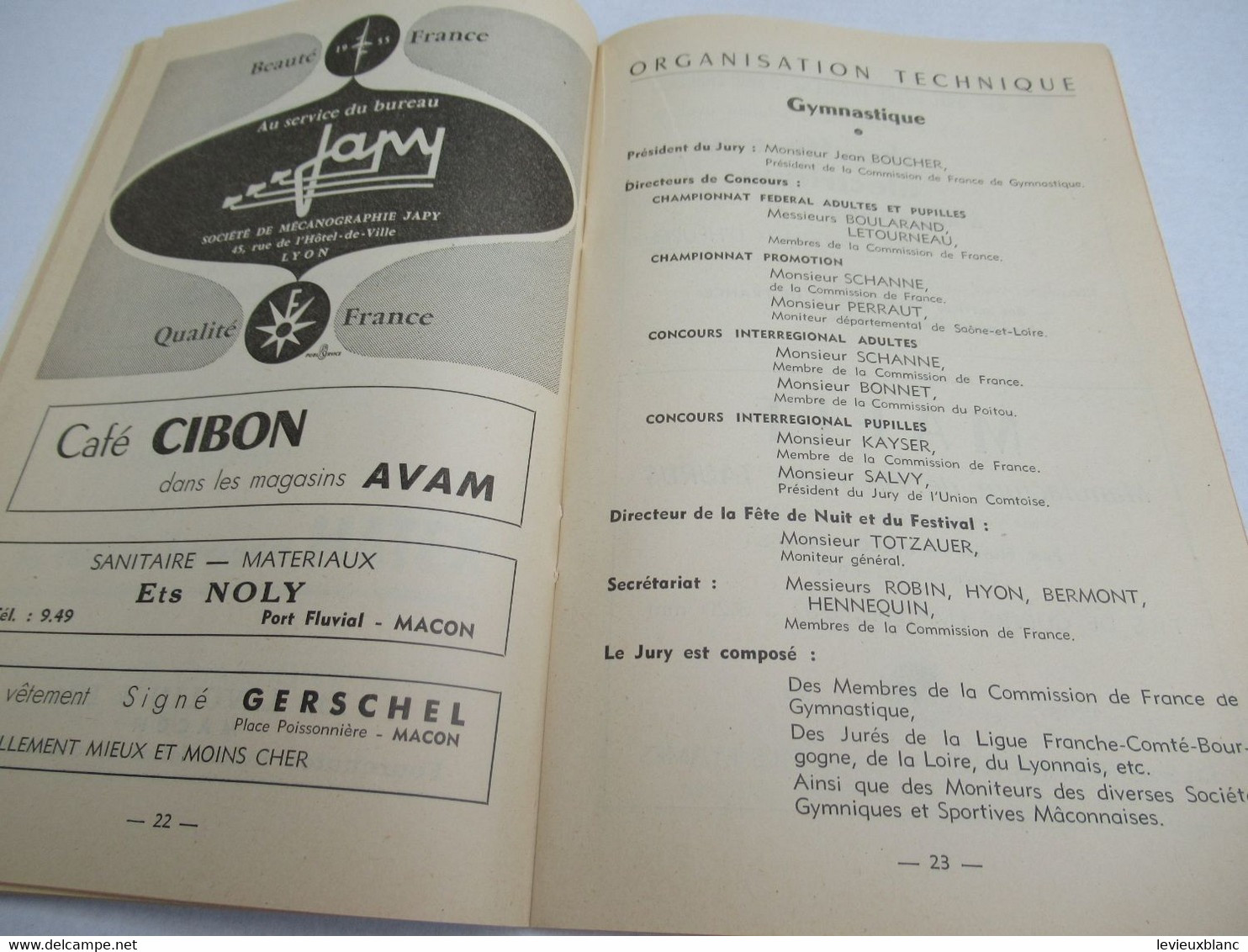 Fédération Sportive de France/Championnats  Fédéraux de Gymnastique/Grands Prix de Musique/MACON/1960      PROG315