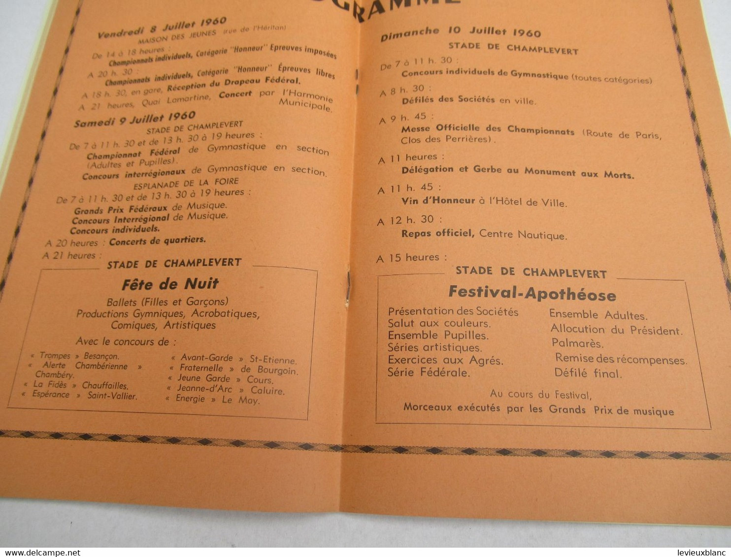 Fédération Sportive de France/Championnats  Fédéraux de Gymnastique/Grands Prix de Musique/MACON/1960      PROG315