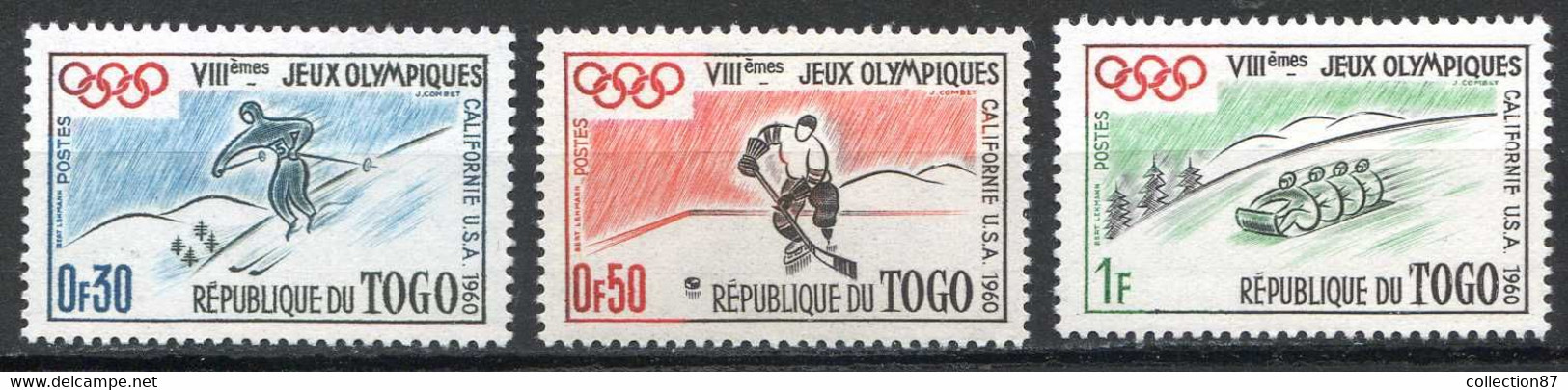 JEUX OLYMPIQUES D'HIVER 1960 ⭐⭐ TOGO 3 Valeurs NEUF Luxe - MNH ⭐⭐ > SKI - HOCKEY - LUGE - Invierno 1960: Squaw Valley