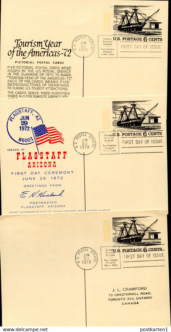 UX61 UPSS S80A 6 Diff. Postal Cards FDC BRUSSELS 1972 Cat. $42.00+ - 1961-80