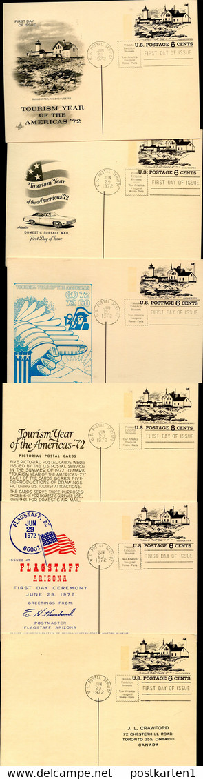 UX63 UPSS S80C 6 Diff. Postal Cards FDC BRUSSELS 1972 Cat. $42.00+ - 1961-80